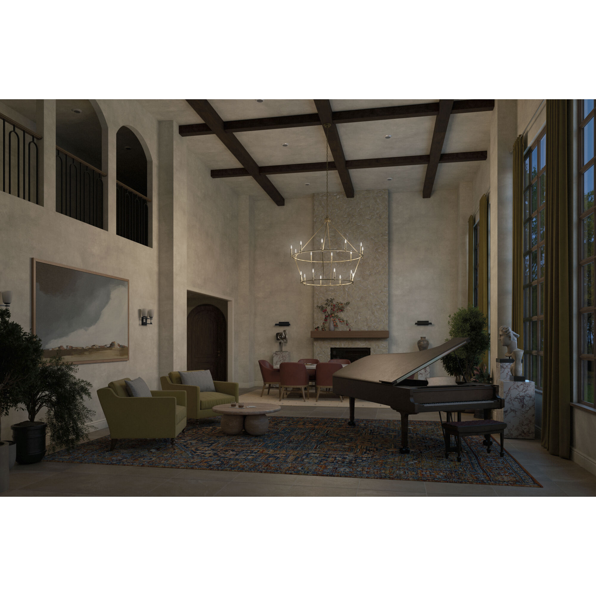 Carrick 18 Light Champagne Bronze Chandelier Ceiling Light, 2 Tier Large